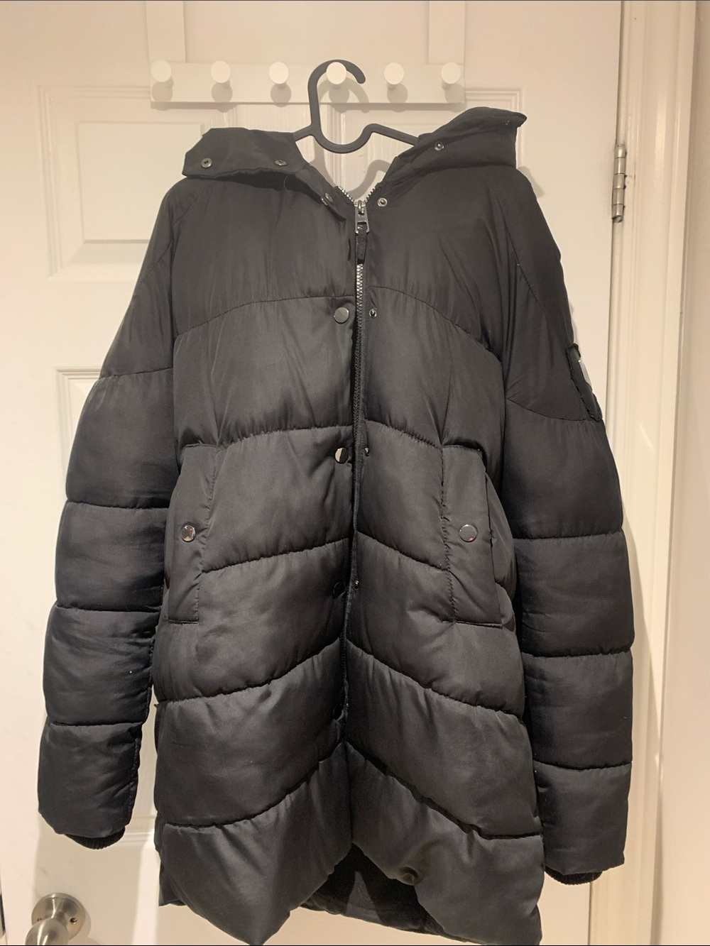 Black Hooded Puffer Winter Jacket
